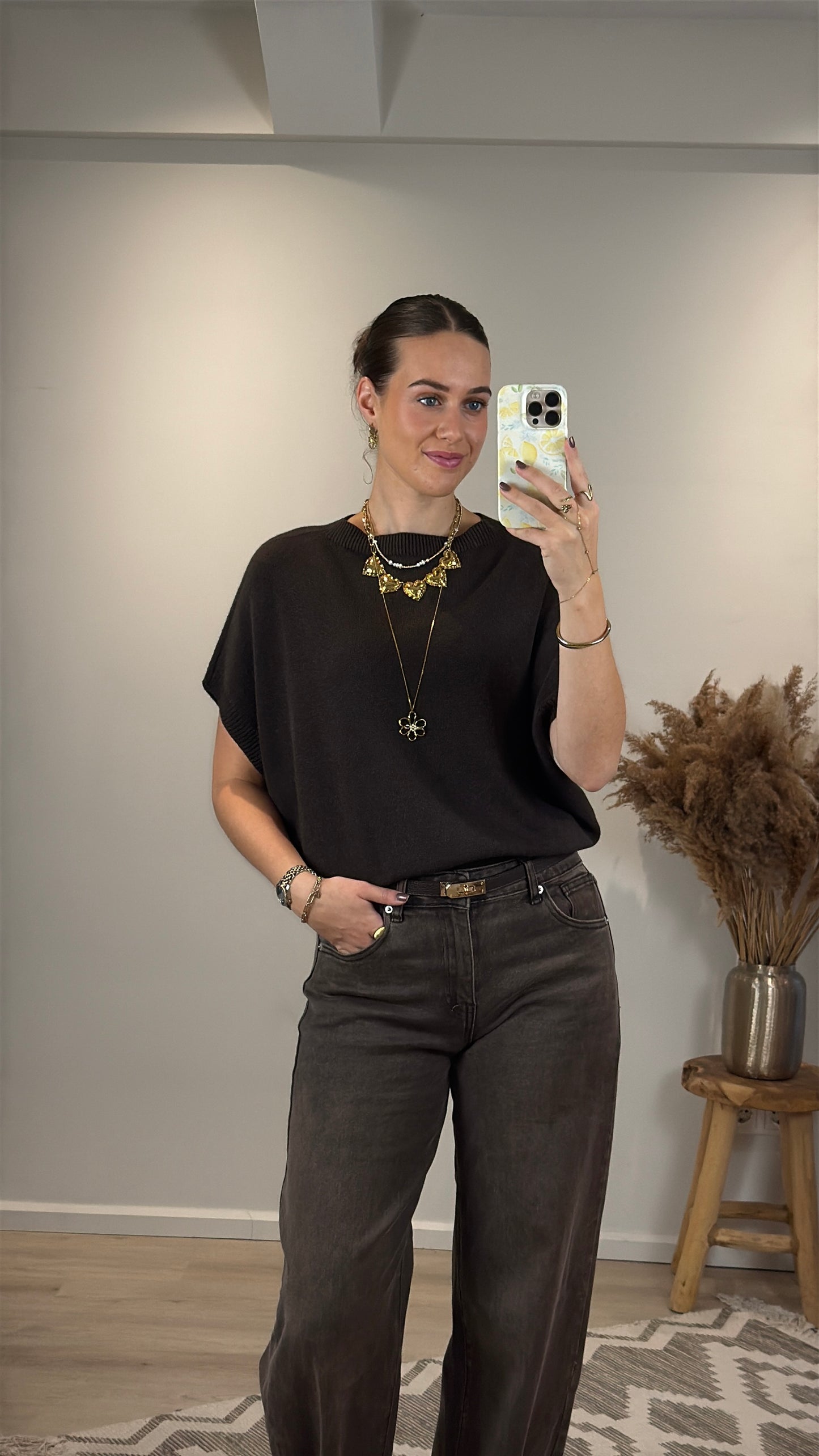 Knitted top - bruin