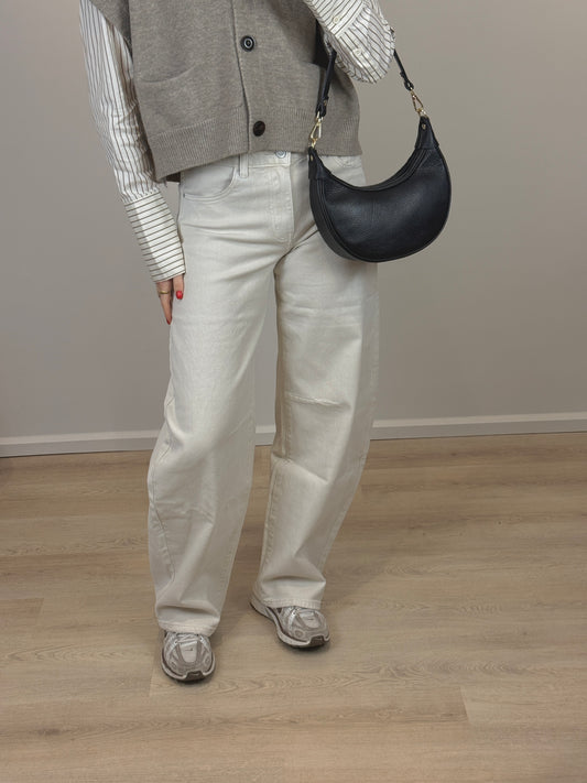 Mid waist - barrel jeans - beige