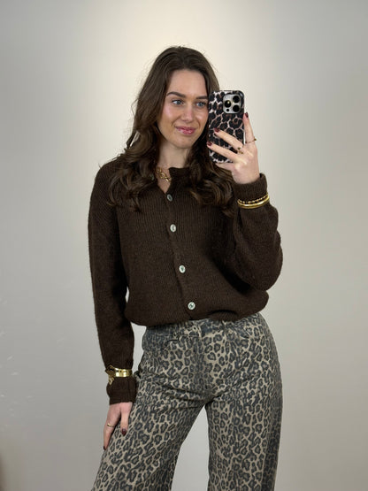 Cozy top/vest lange mouw - bruin