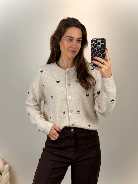 Vest met strikjes - beige