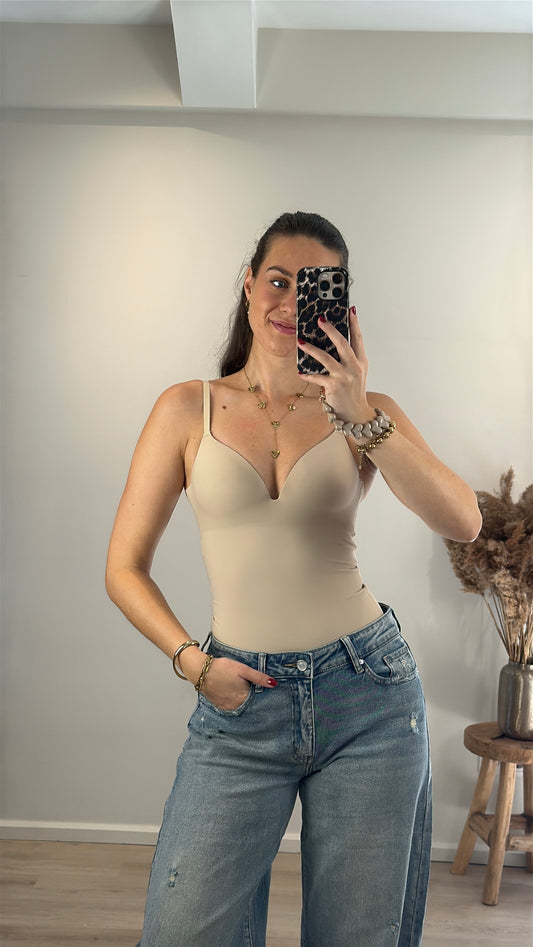 Seamless shaping body met cups - beige