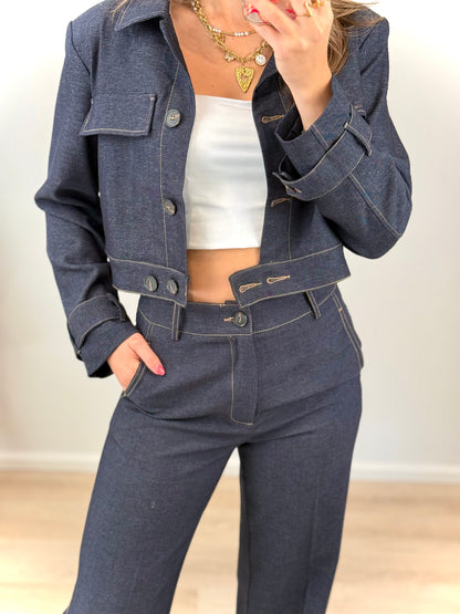 Stretch jasje - dark denim