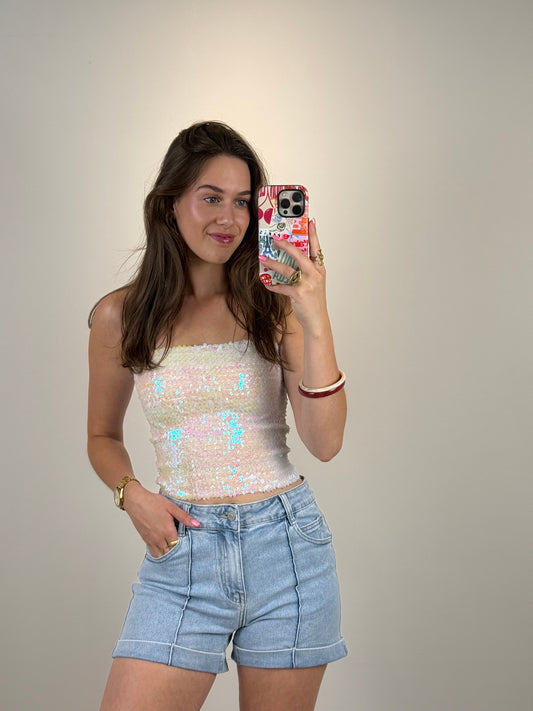 Pailletten tube bandeau top
