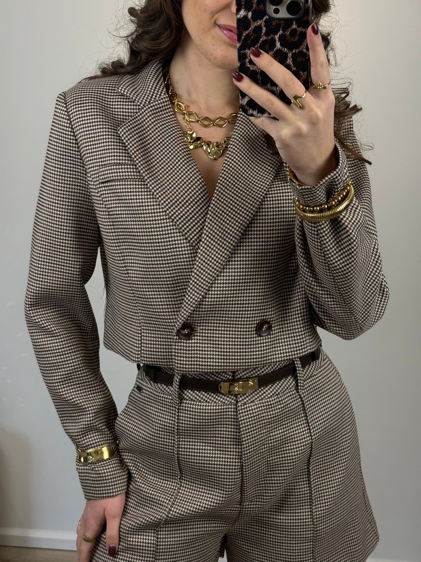 Geruite blazer - bruin