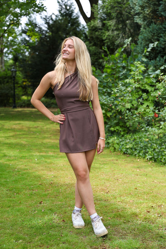 One shoulder playsuit - bruin