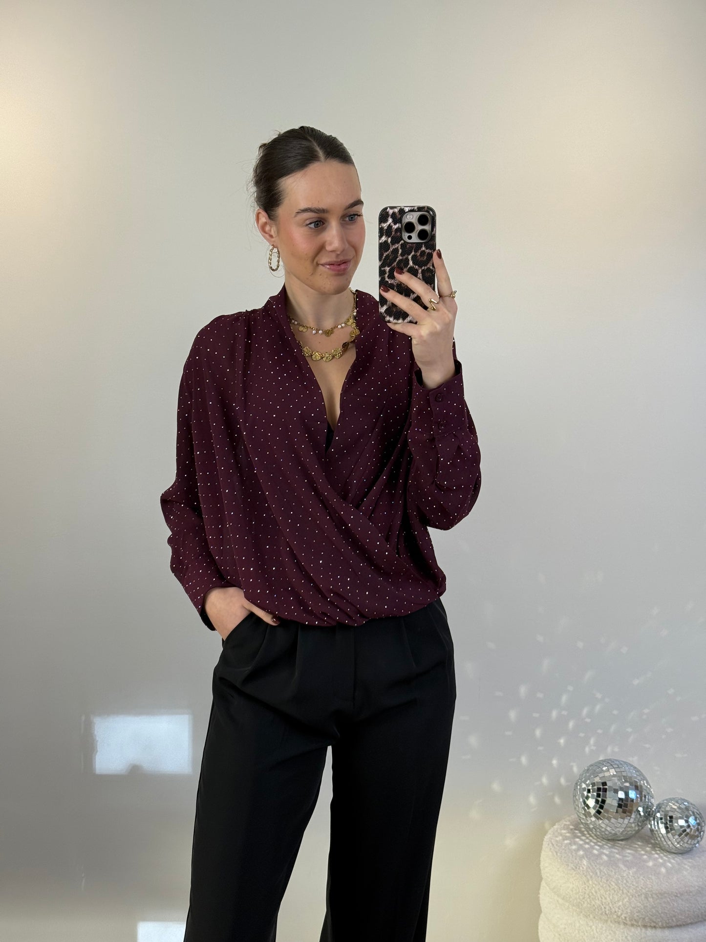 Strass blouse - bordeaux