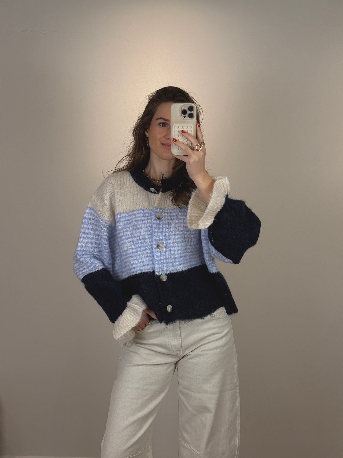 Trui met ruffles - blauw