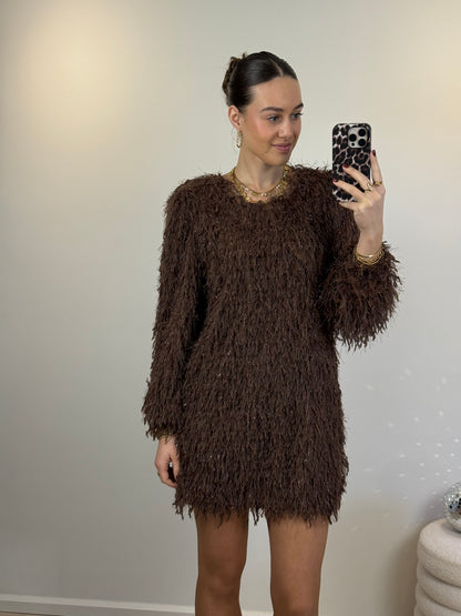 Franjes jurk - bruin