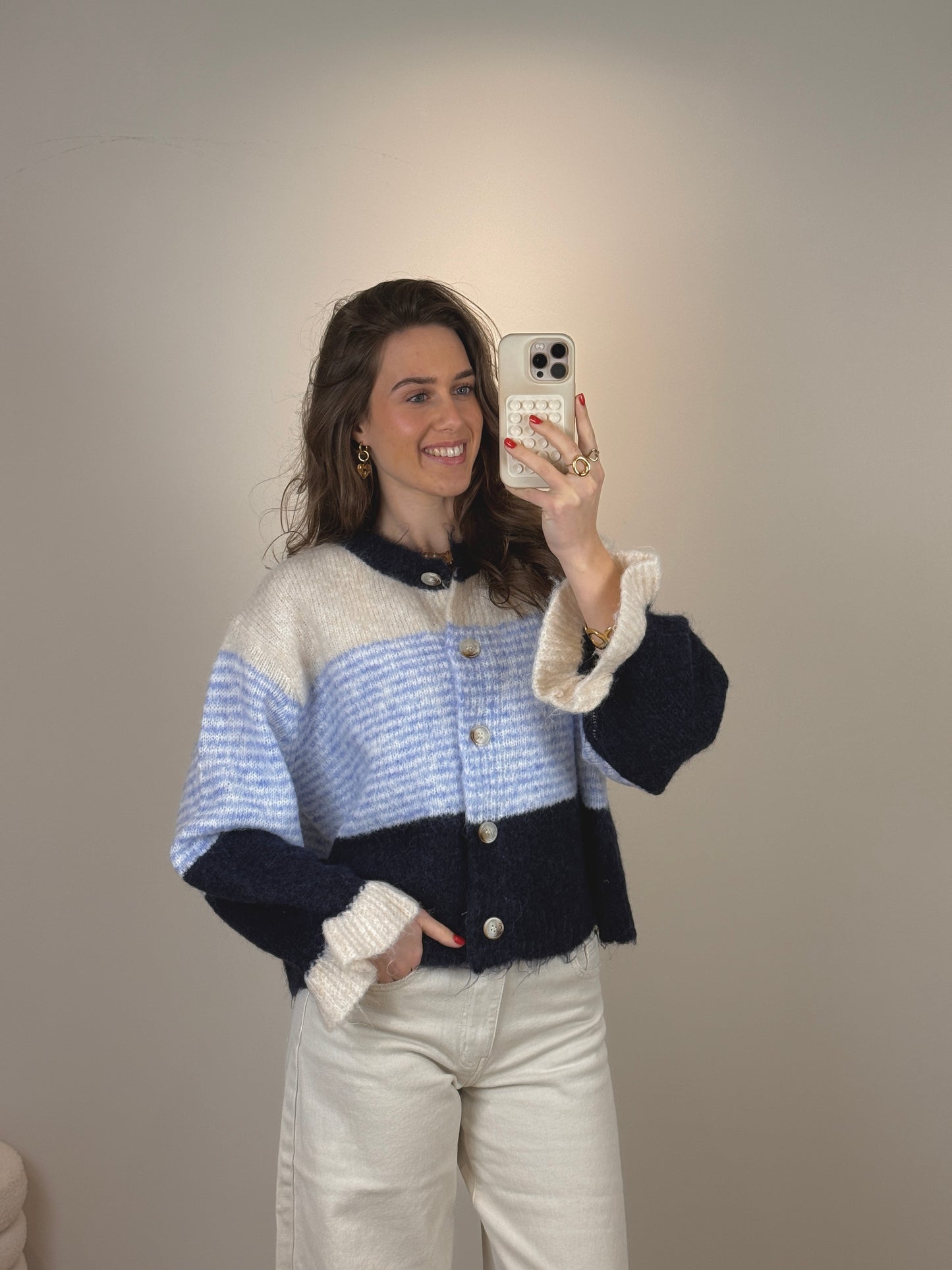 Trui met ruffles - blauw