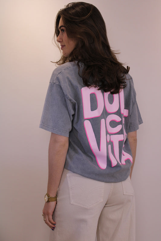 Shirt 'dolce vita' - grijs