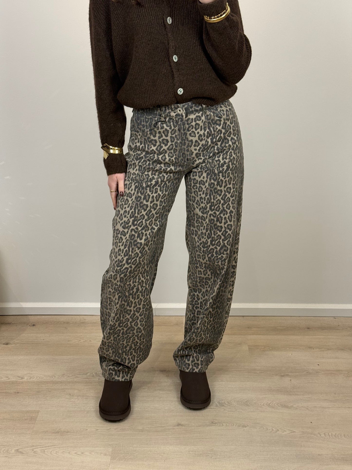 Mid waist - balloon stretch jeans - panter