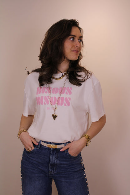 Shirt 'bisous' - wit/roze