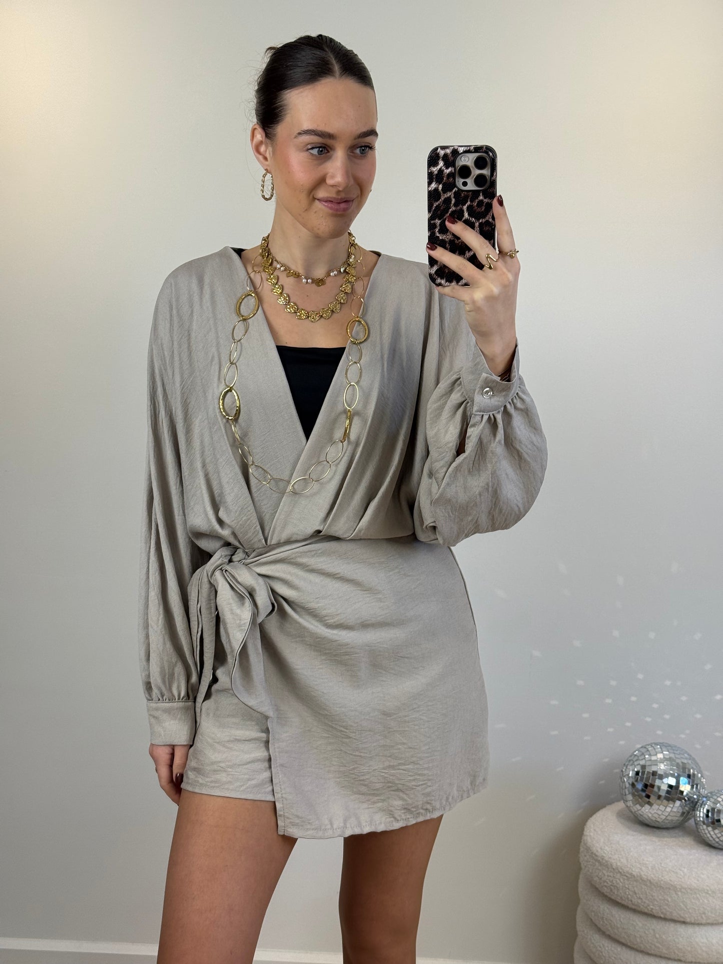 Overslag playsuit - beige