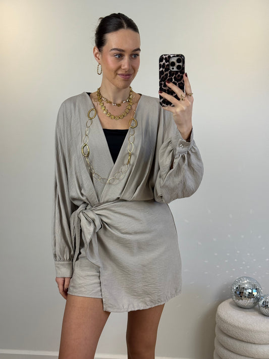 Overslag playsuit - beige