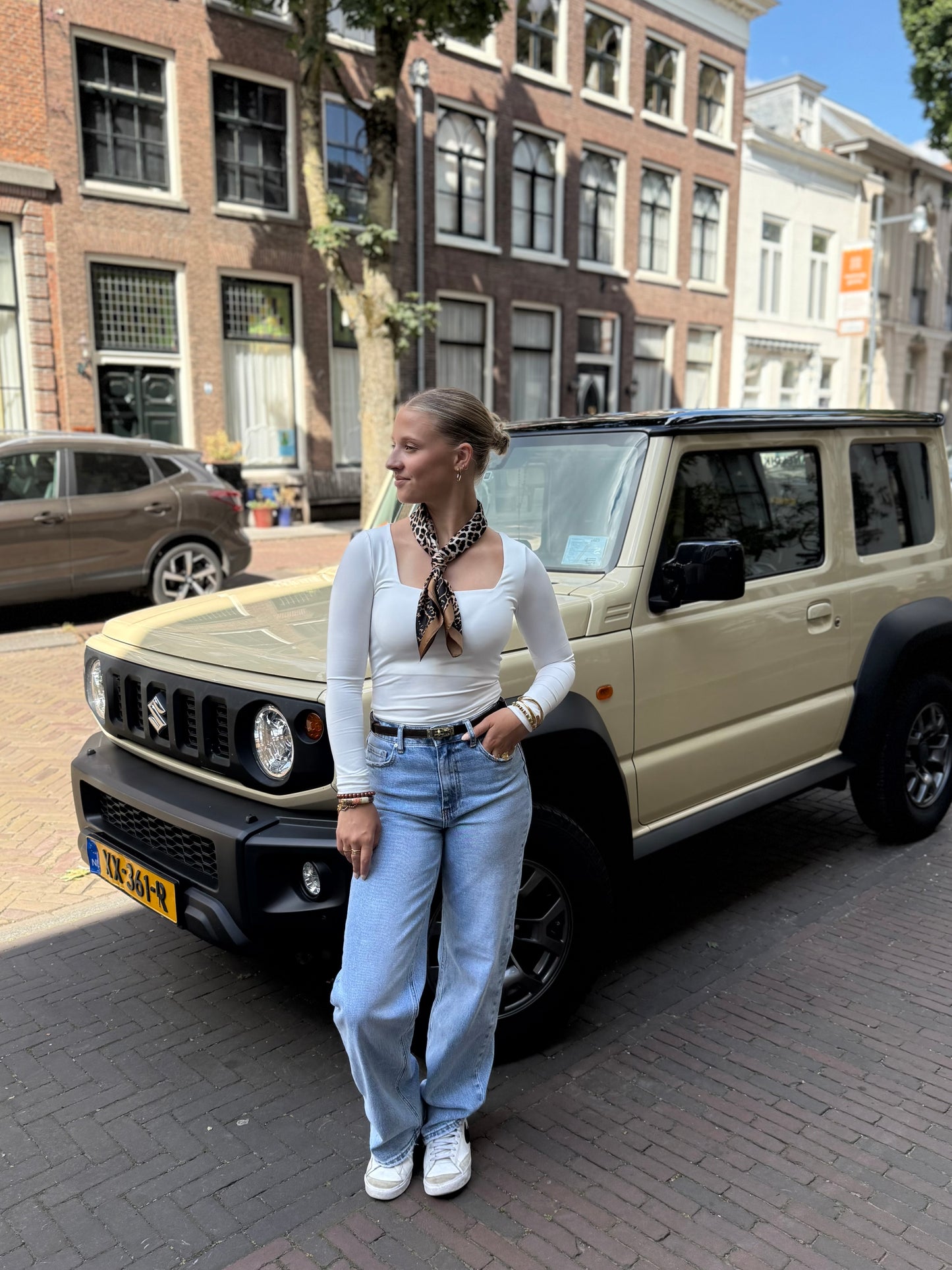 Basic top met vierkante hals - wit