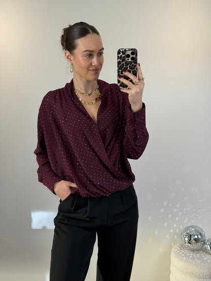 Strass blouse - bordeaux