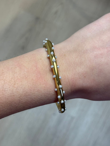 Bangle armband parels - goud
