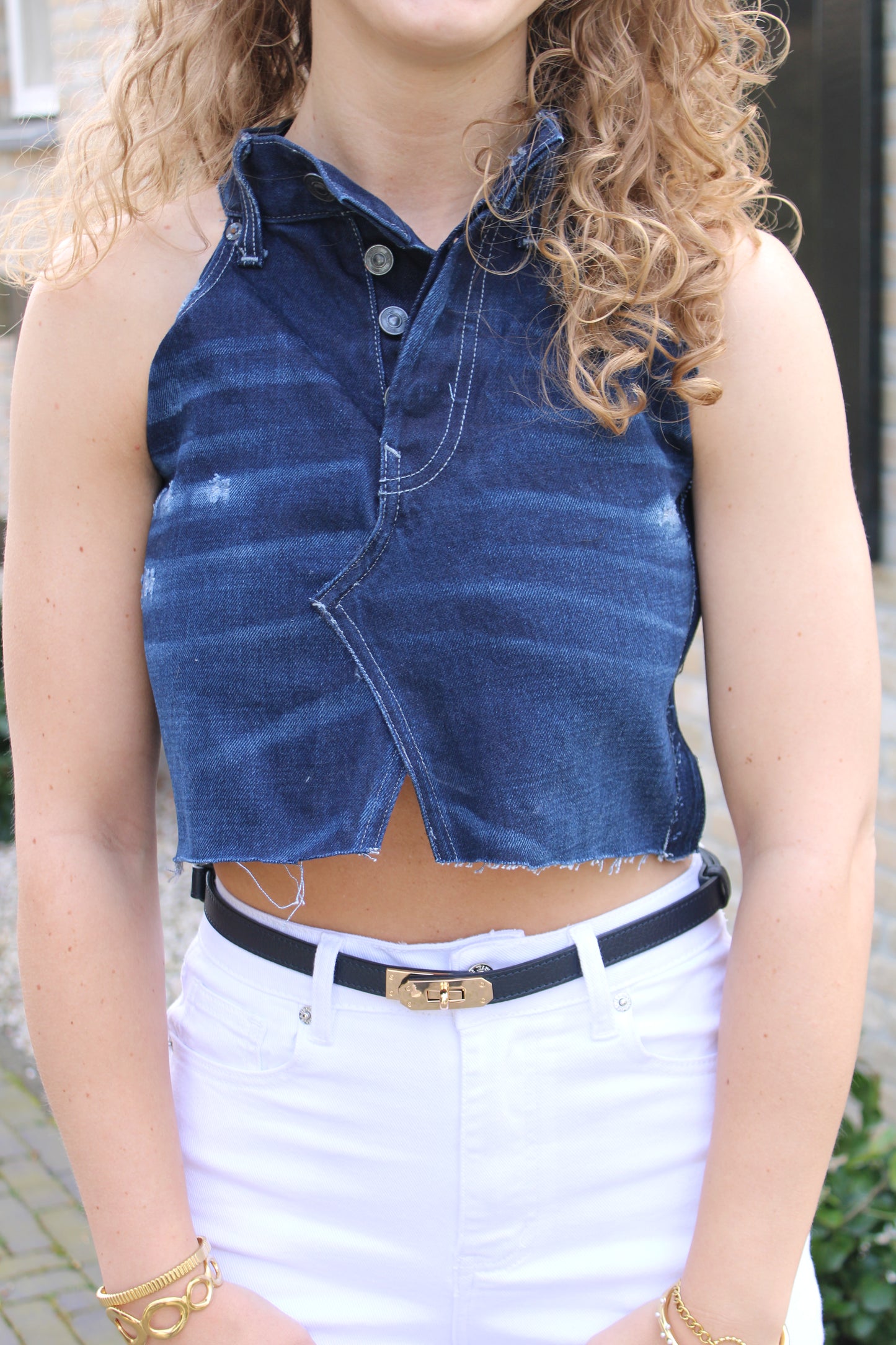 Handgemaakte top - denim - At Styles