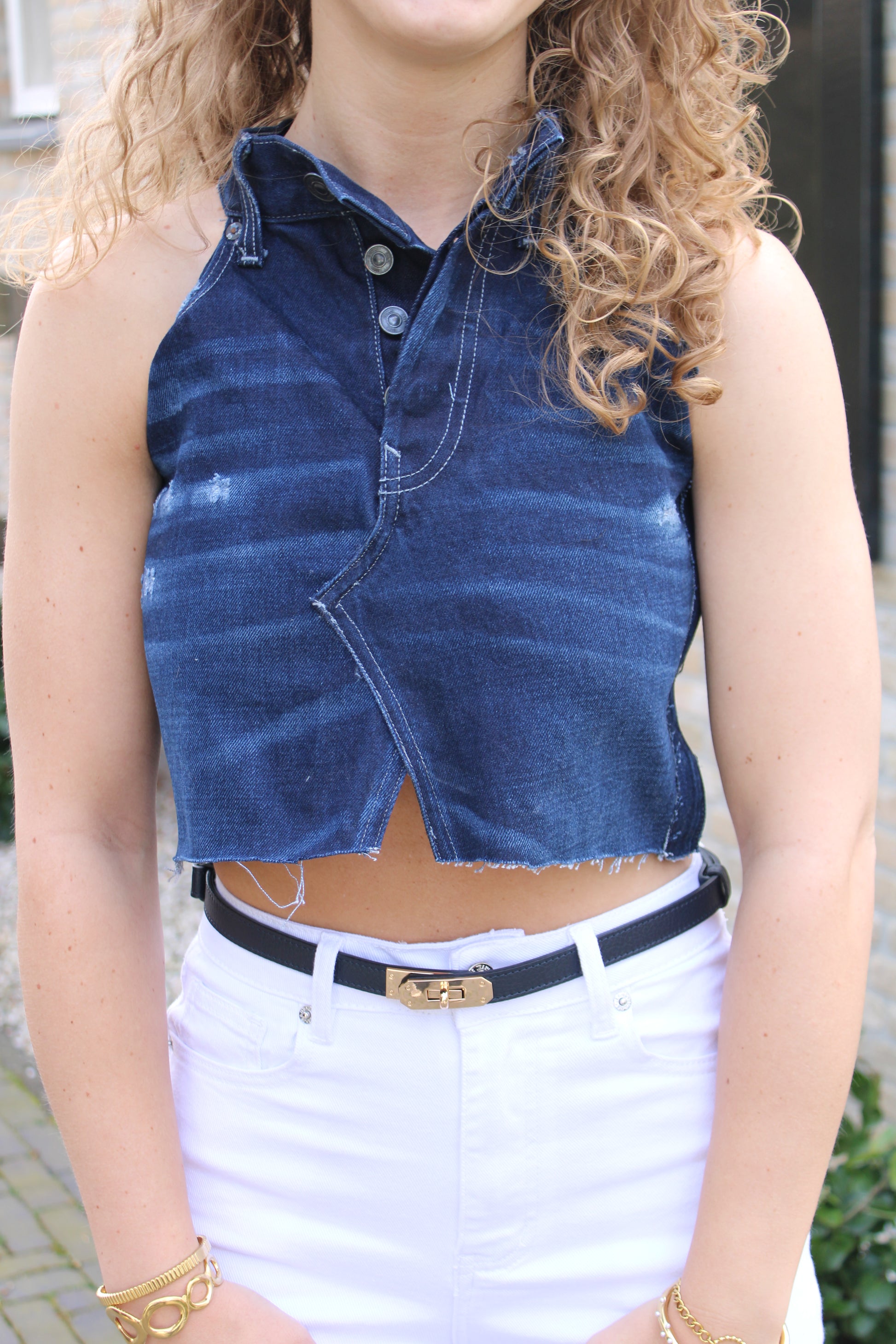 Handgemaakte top - denim - At Styles