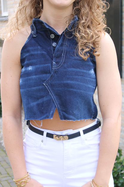 Handgemaakte top - denim - At Styles