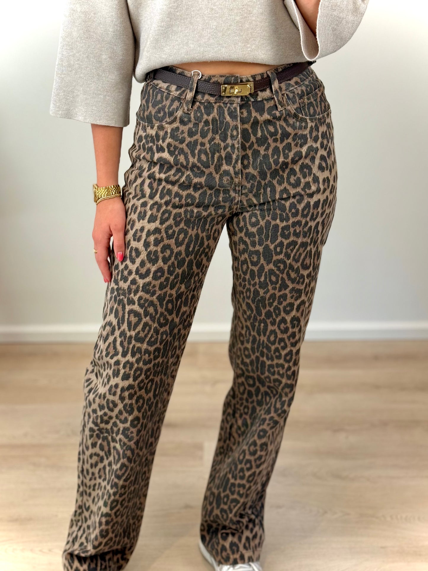 High waist - straight leg jeans - panter