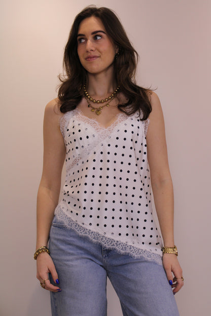 Polkadot top - wit zwart - At Styles