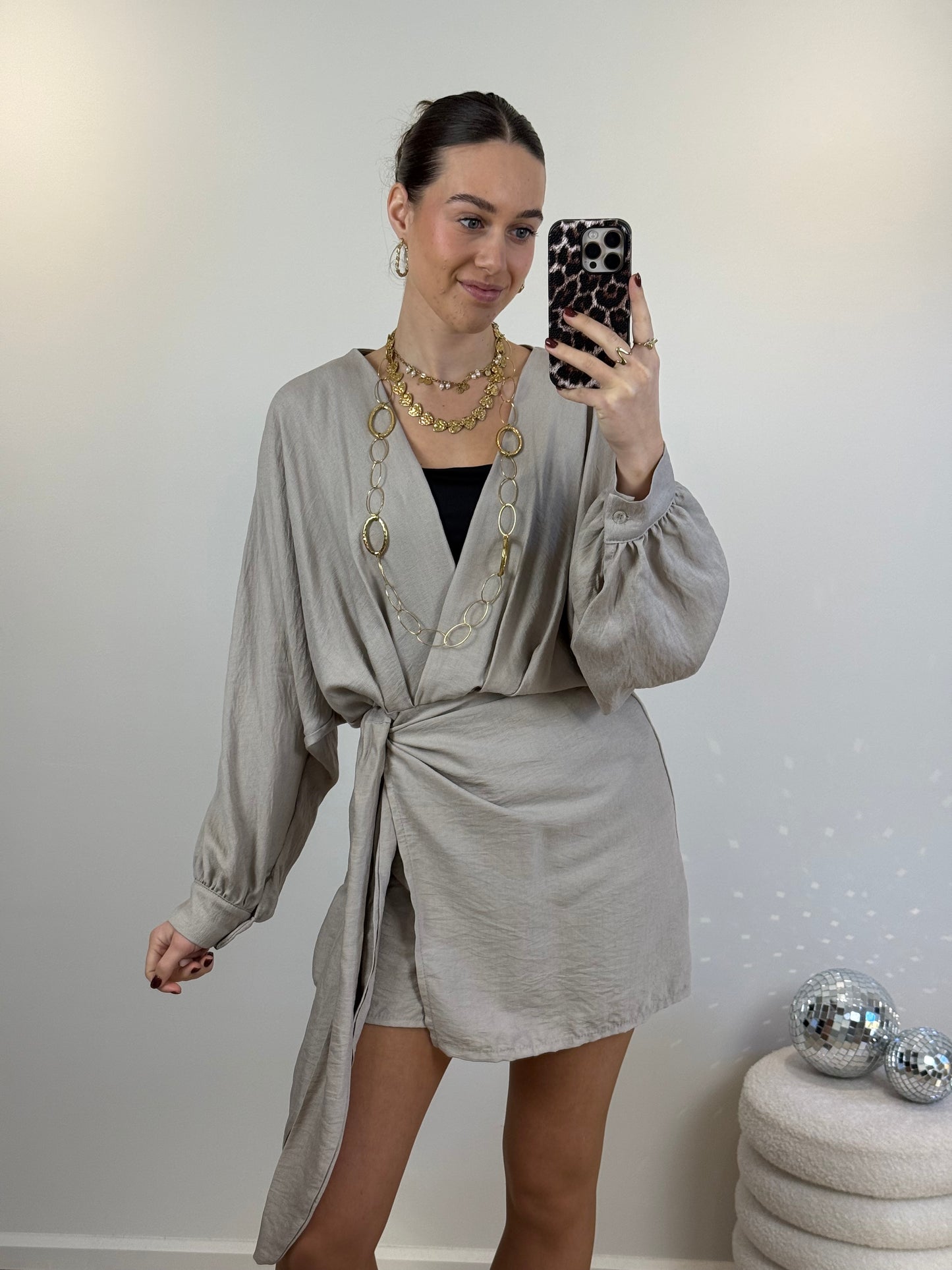 Overslag playsuit - beige