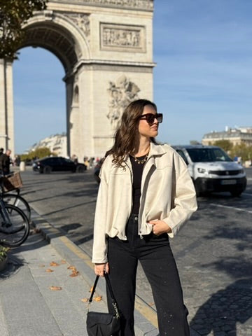 Suede bomber jasje - beige