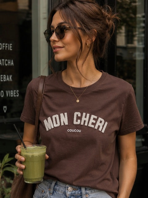 Shirt 'mon cheri' - bruin