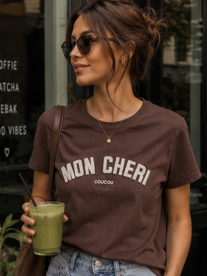 Shirt 'mon cheri' - bruin