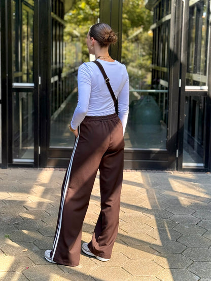 Pantalon jogger met streep - bruin
