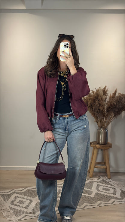 Suede bomber jasje - bordeaux