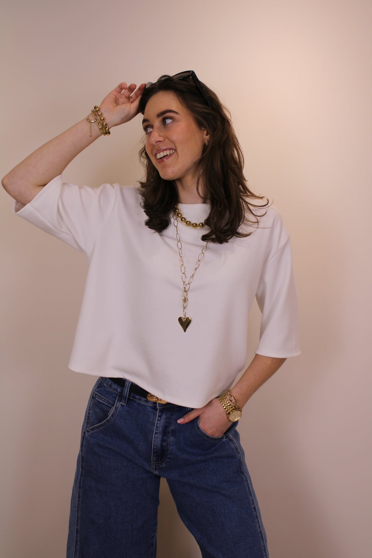 Jogging stof shirt - wit