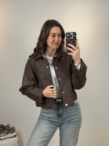 Gevlochten bomber jasje - bruin