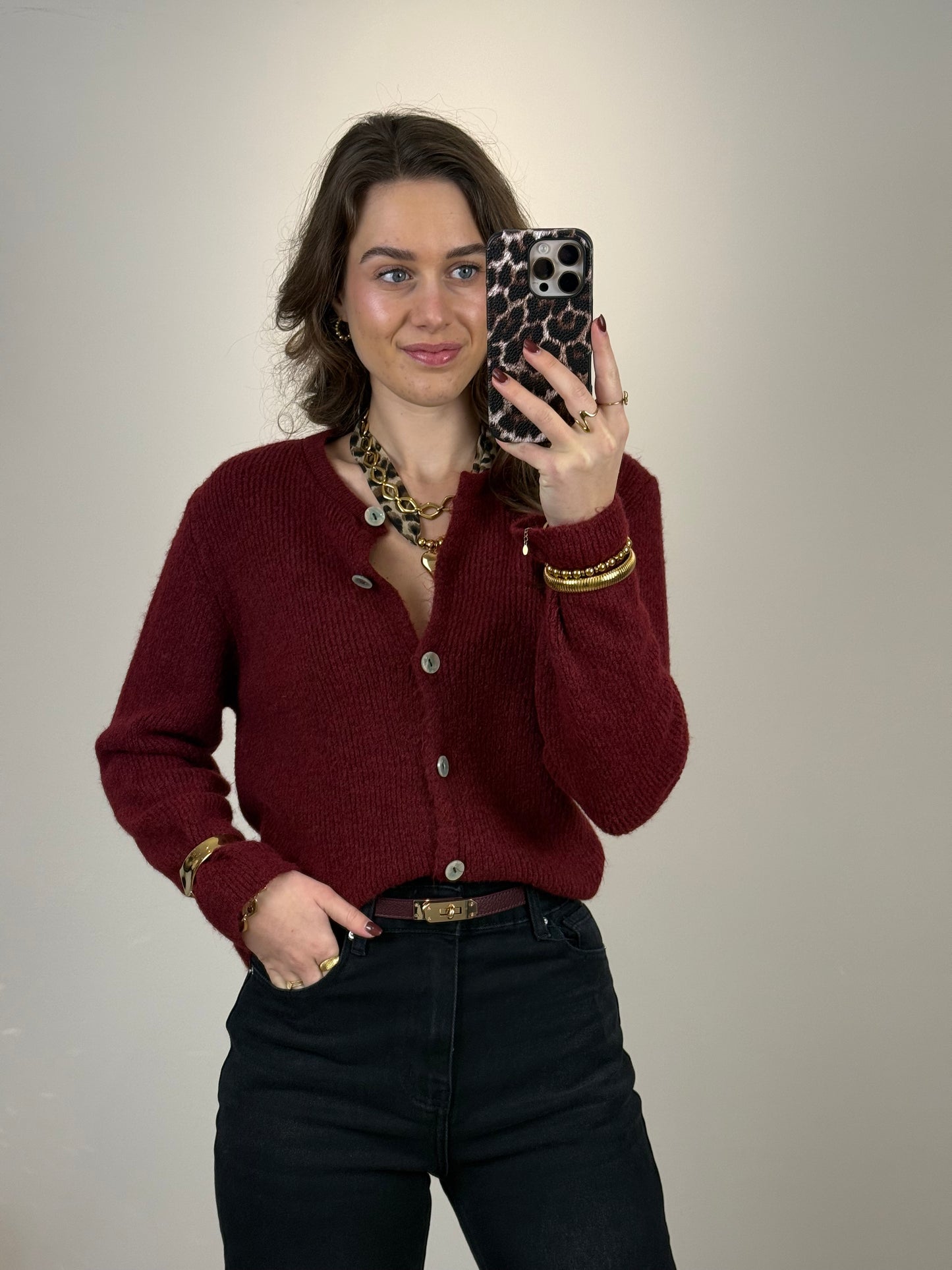 Cozy top/vest lange mouw - bordeaux