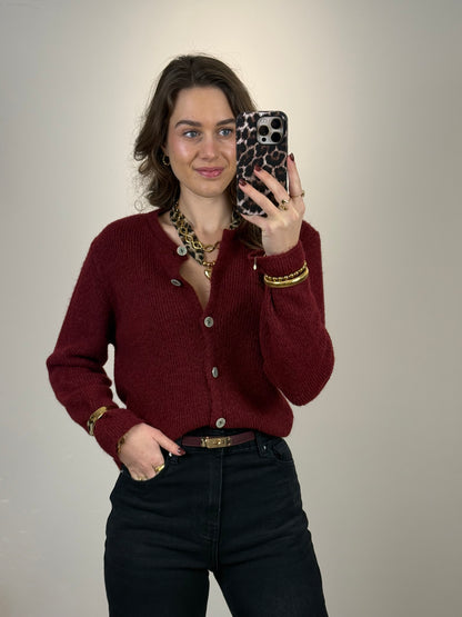 Cozy top/vest lange mouw - bordeaux