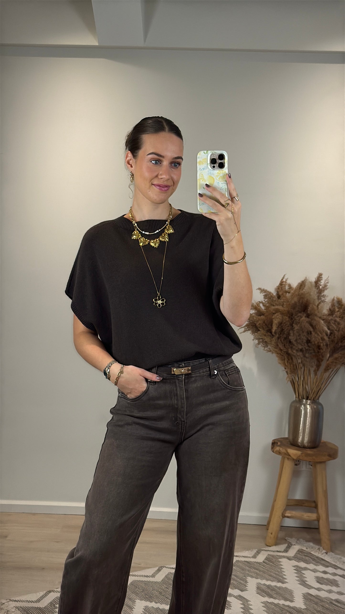 Knitted top - bruin