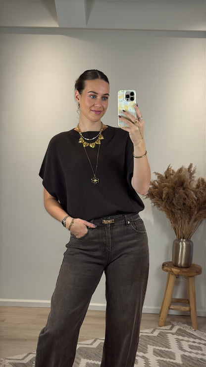 Knitted top - bruin