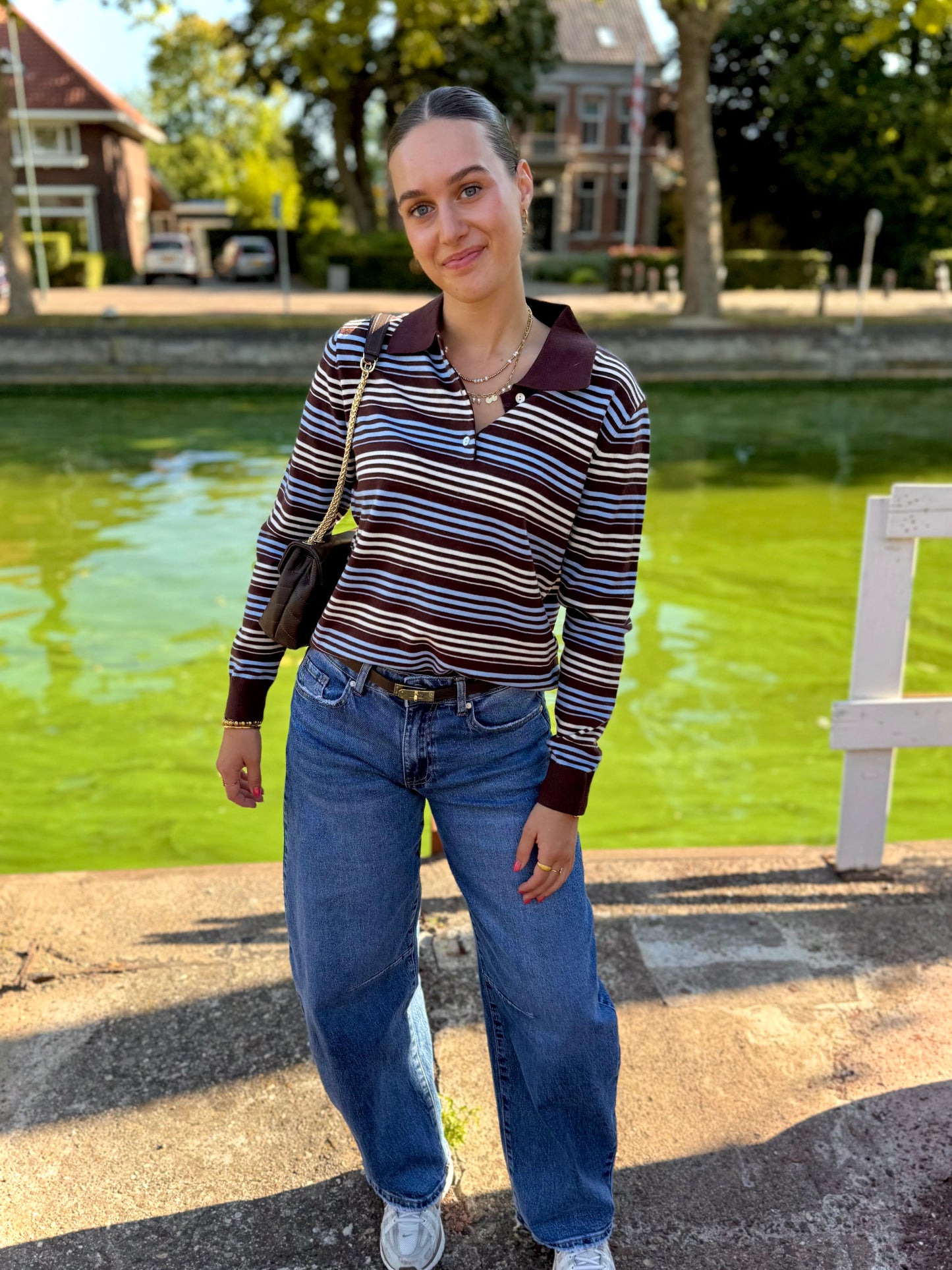 Gestreepte polo top