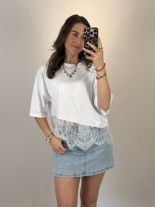 Shirt met kant - wit