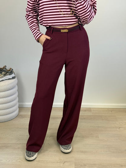 Pantalon met stretch - bordeaux
