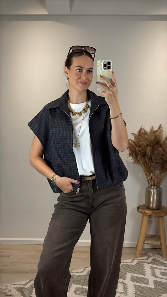 Geruit gilet Ambika - blauw