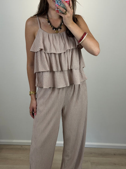 Ruffle top - beige