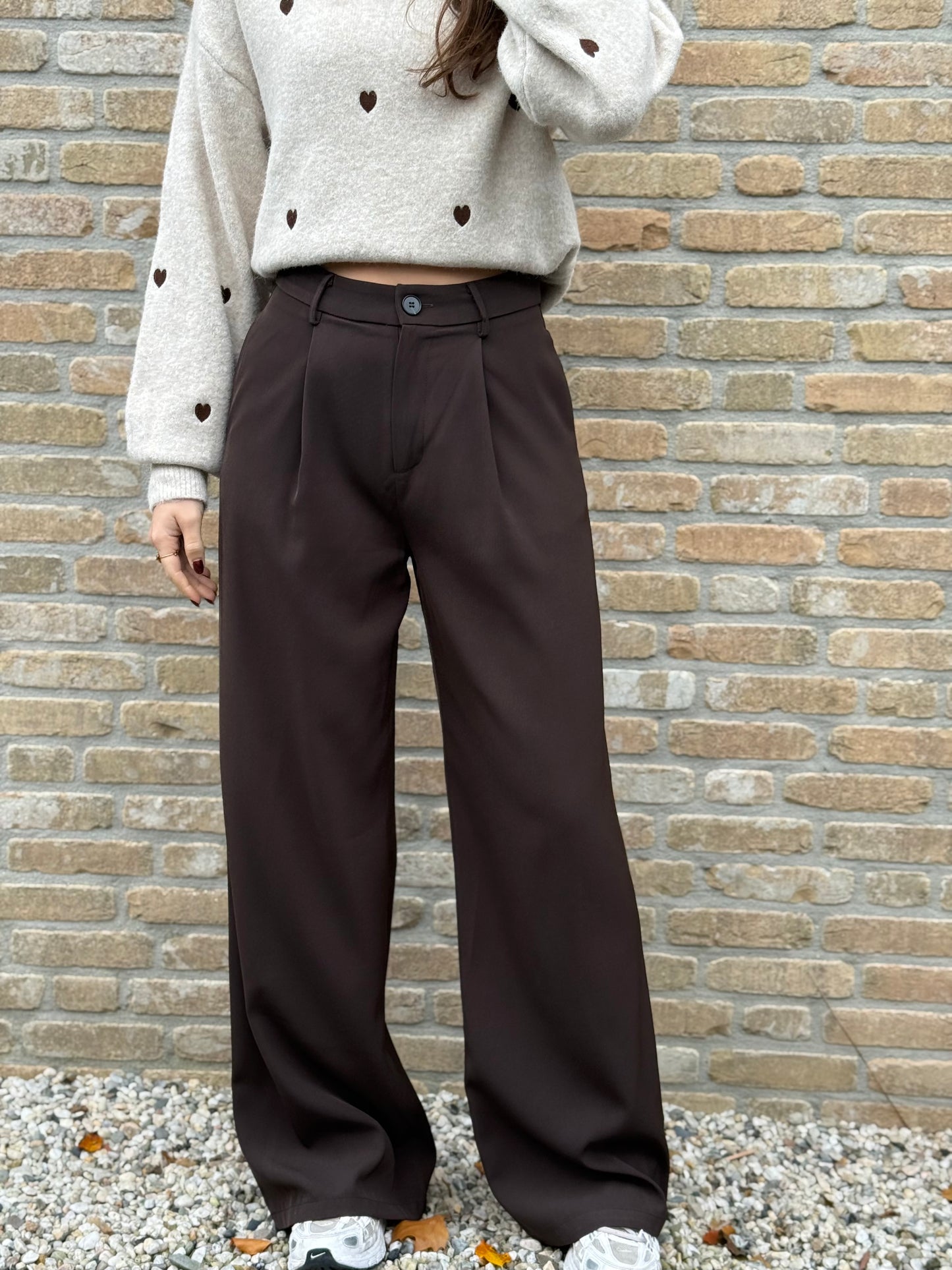 Wide leg pantalon - bruin