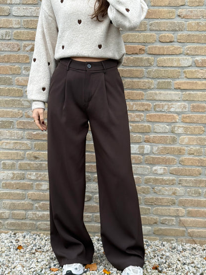 Wide leg pantalon - bruin