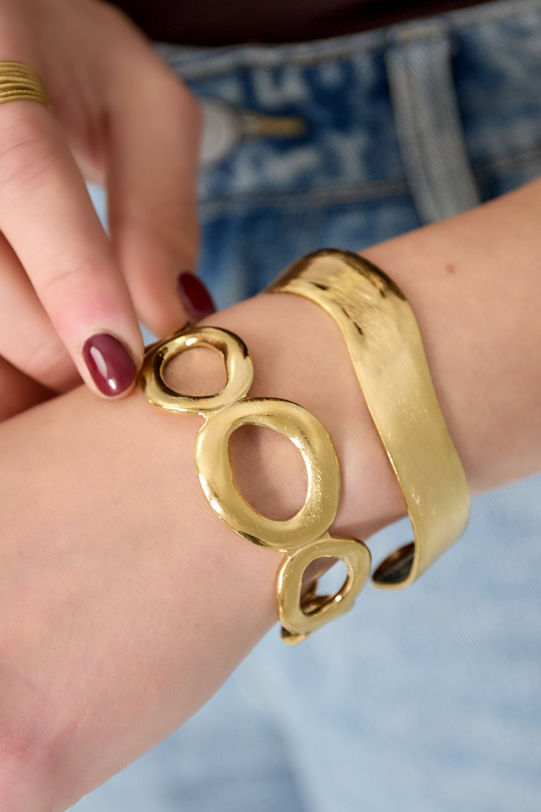 Ovale bangle armband - goud
