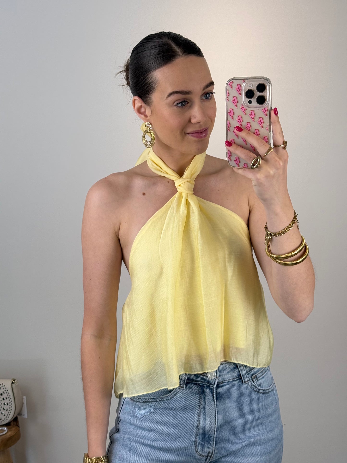 Halter top - geel