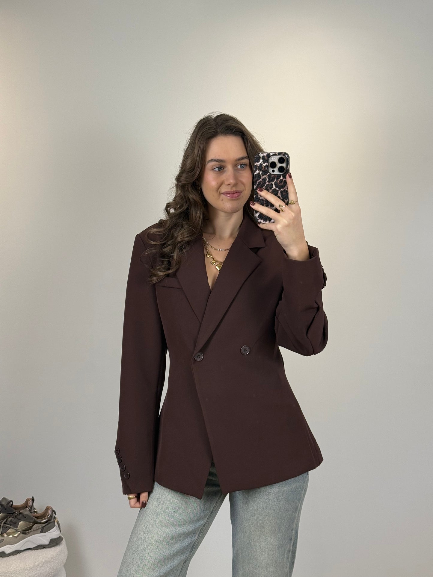 Getailleerde blazer - bruin