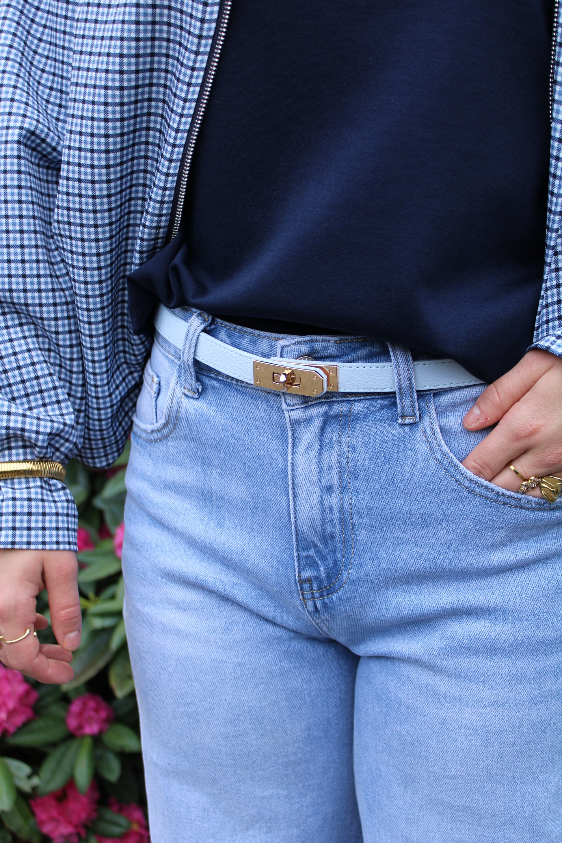 Leren riem Garcia - licht blauw - At Styles