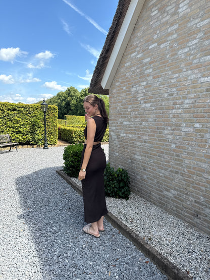 Jurk met cut out - bruin